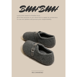 巨好看勃肯鞋女冬季外穿毛毛鞋2025秋新款玛丽珍单鞋女平底不累脚