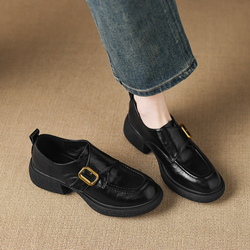 复古英伦乐福鞋女真皮软底