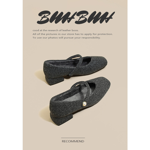 毛毛鞋女秋冬外穿2025新款爆款巨好看玛丽珍法式粗跟单鞋女不累脚