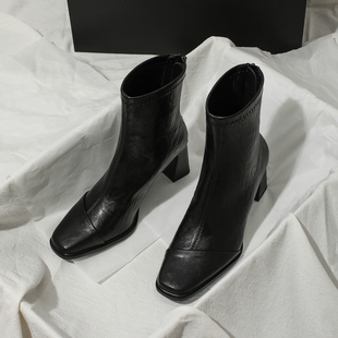 羊皮巨好看高跟靴子女秋冬2025新款爆款短靴女瘦瘦靴配阔腿裤踝靴