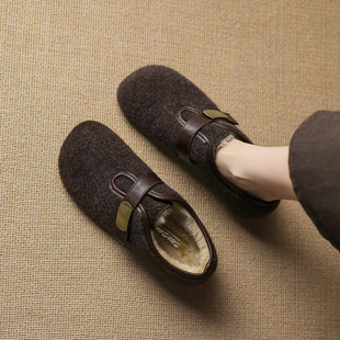 女秋冬外穿2025新款 软底勃肯鞋 爆款 女毛毛鞋 平底单鞋 巨好看博肯鞋