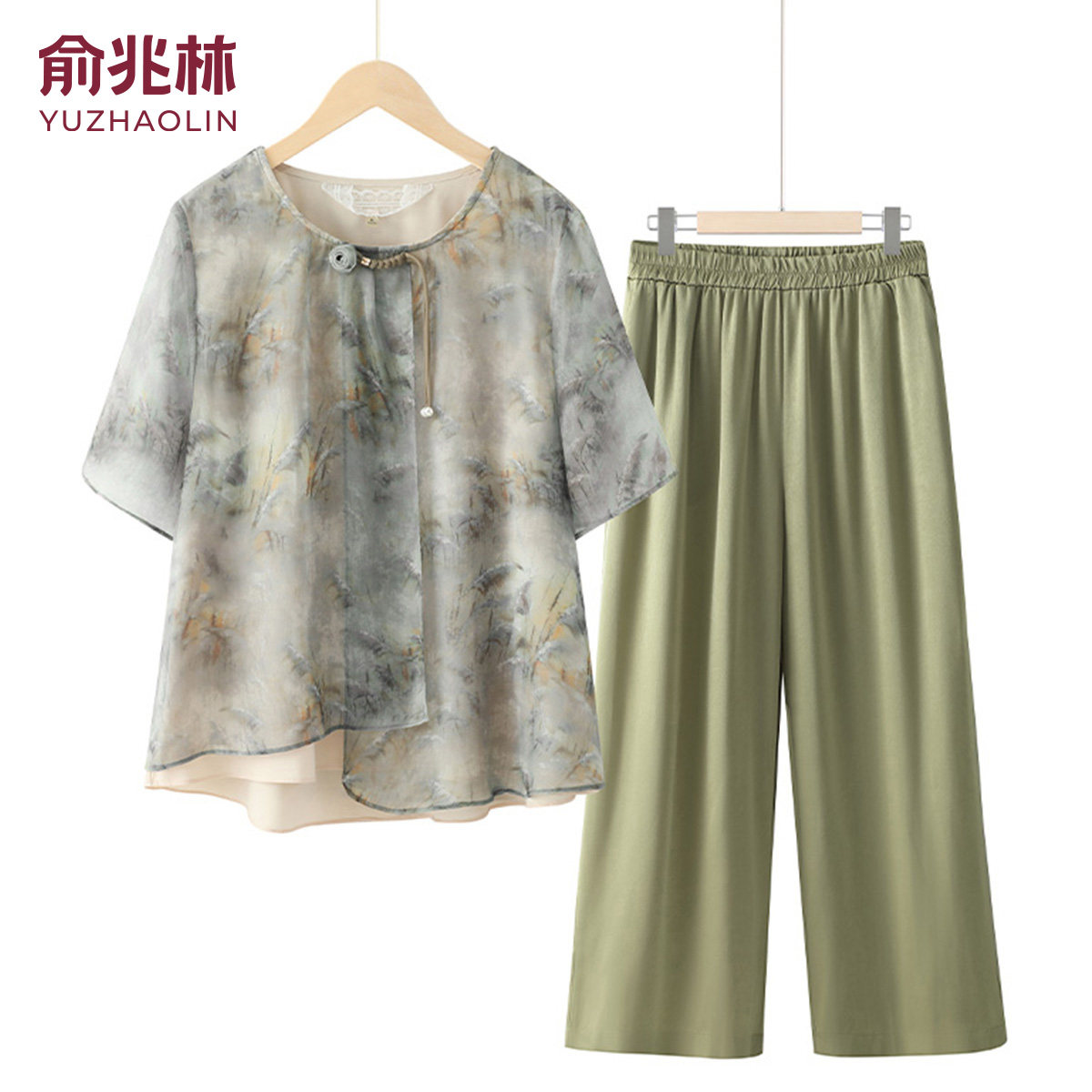 【俞兆林正品】妈妈夏季短袖套装图片