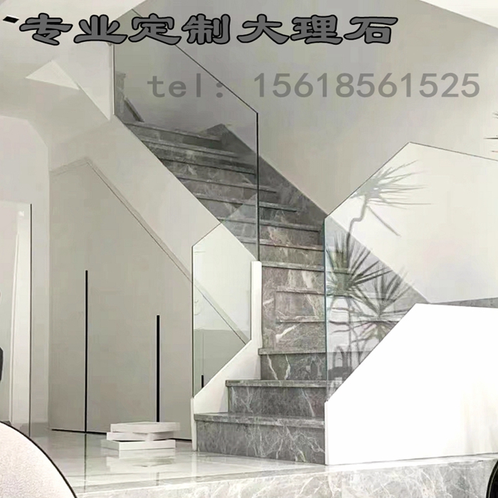 上海定制爱马仕灰天然大理石材门槛挡水条飘窗防滑板楼梯踏步台阶