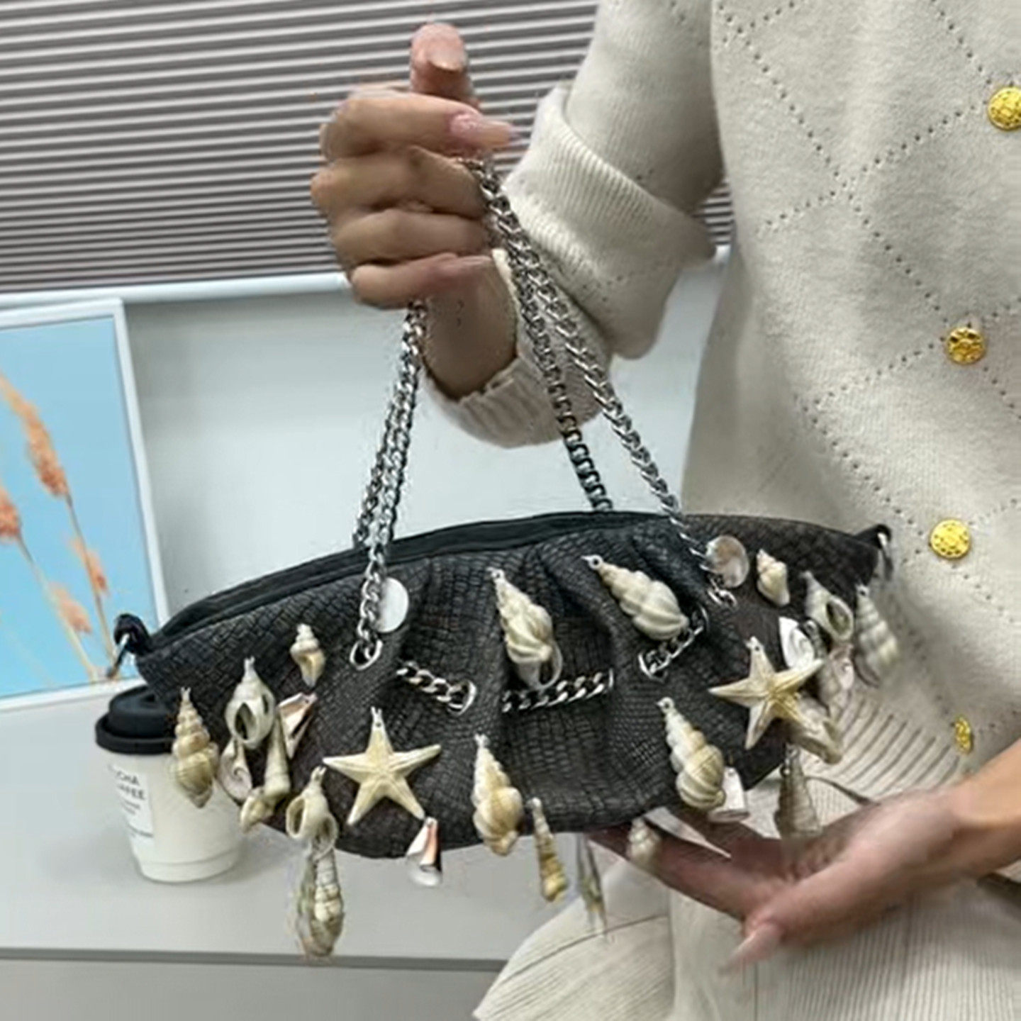 链条云朵包女包晚宴饺子包机车风