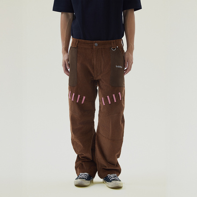 UnDeR20 粉色之心灯芯绒工装裤