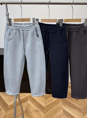 冬季新款松紧腰加绒加厚小直筒儿童休闲裤中大男童女童裤子 25160