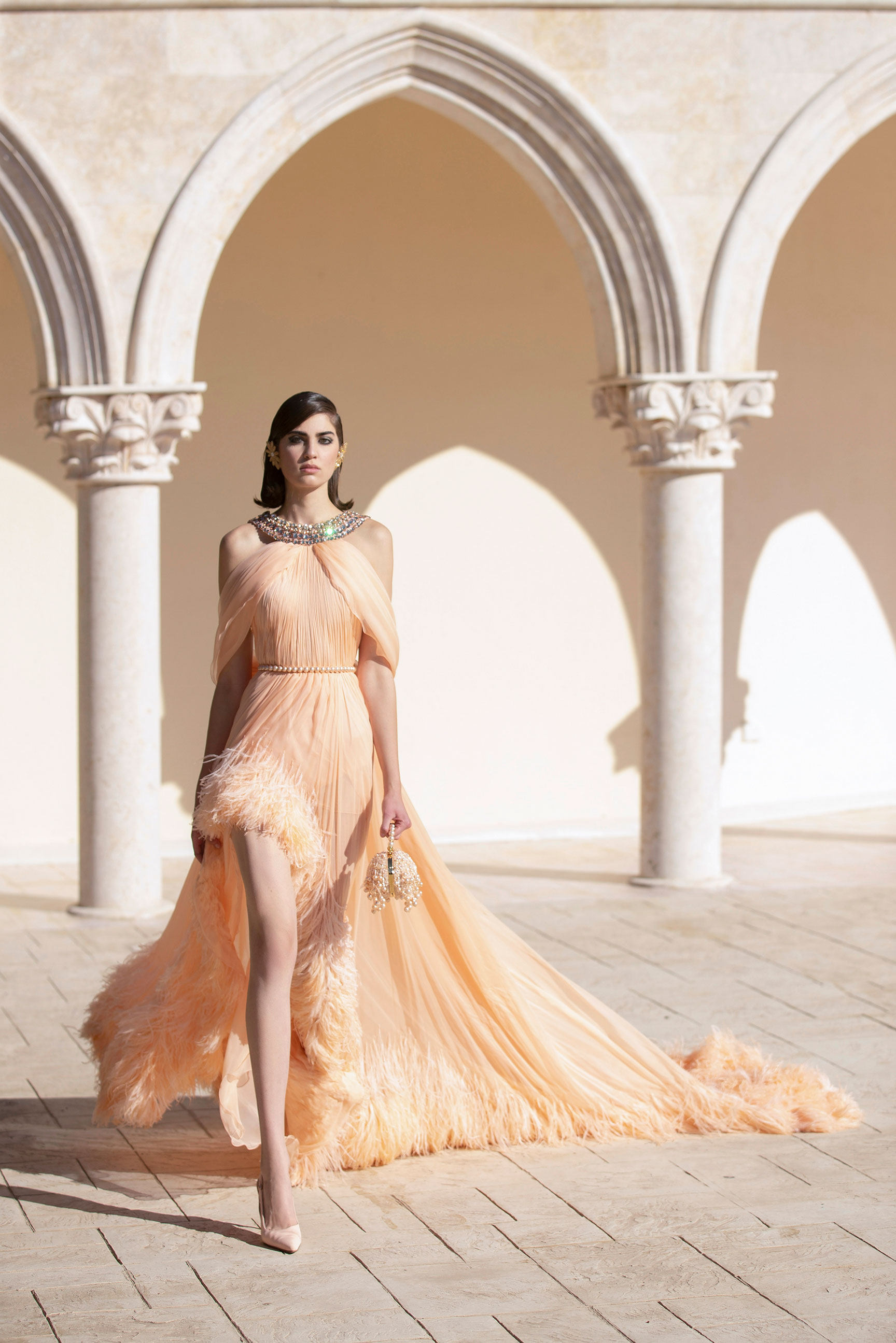 Georges Hobeika 2025雪纺前短后长生日宴会派对晚礼服结婚敬酒服