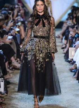 Elie Saab 2025黑色晚礼服脚踝长度主持演出生日宴会日常约会短裙