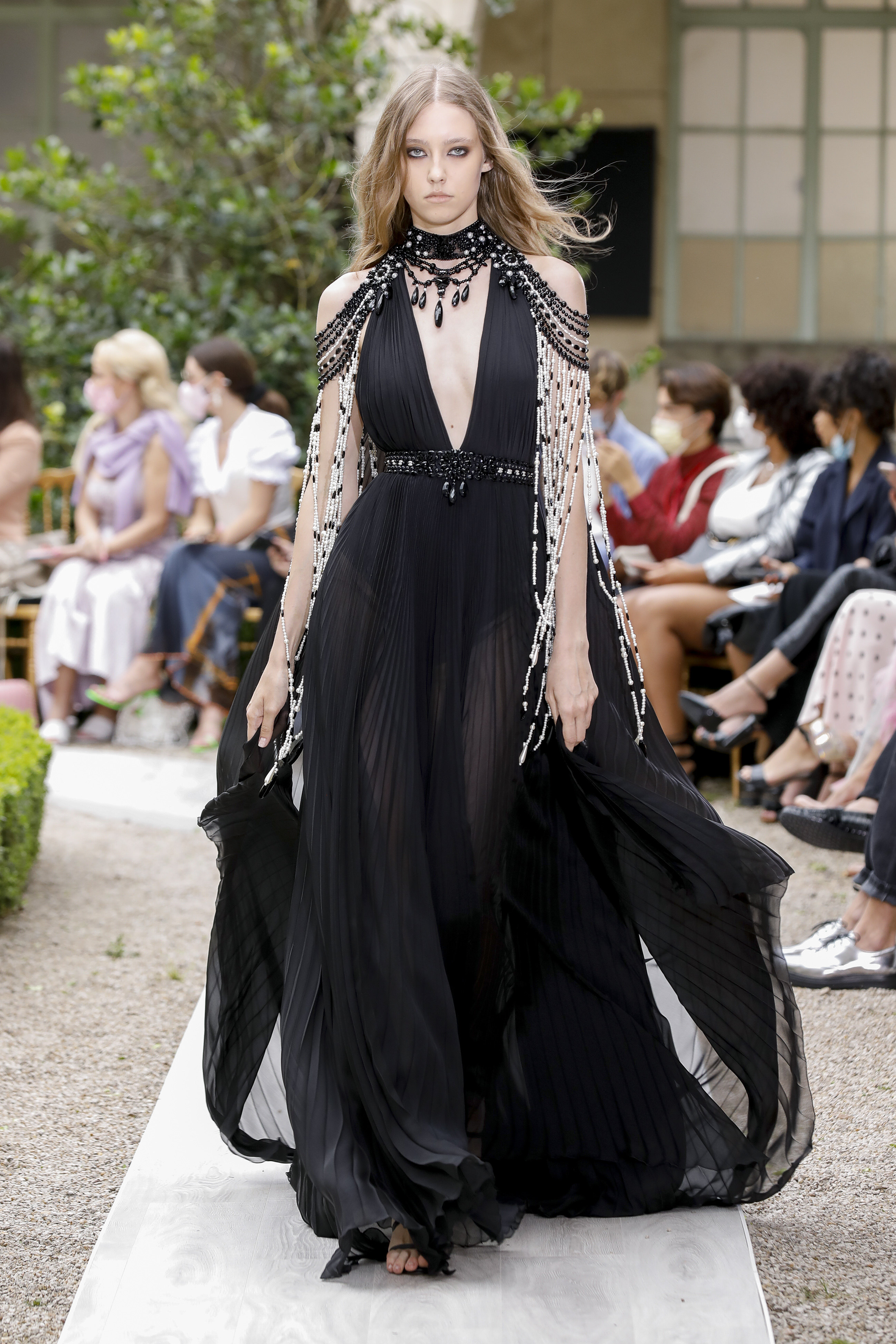 Zuhair Murad 黑色雪纺飘逸日常宴会聚会年会红毯模特走秀晚礼服