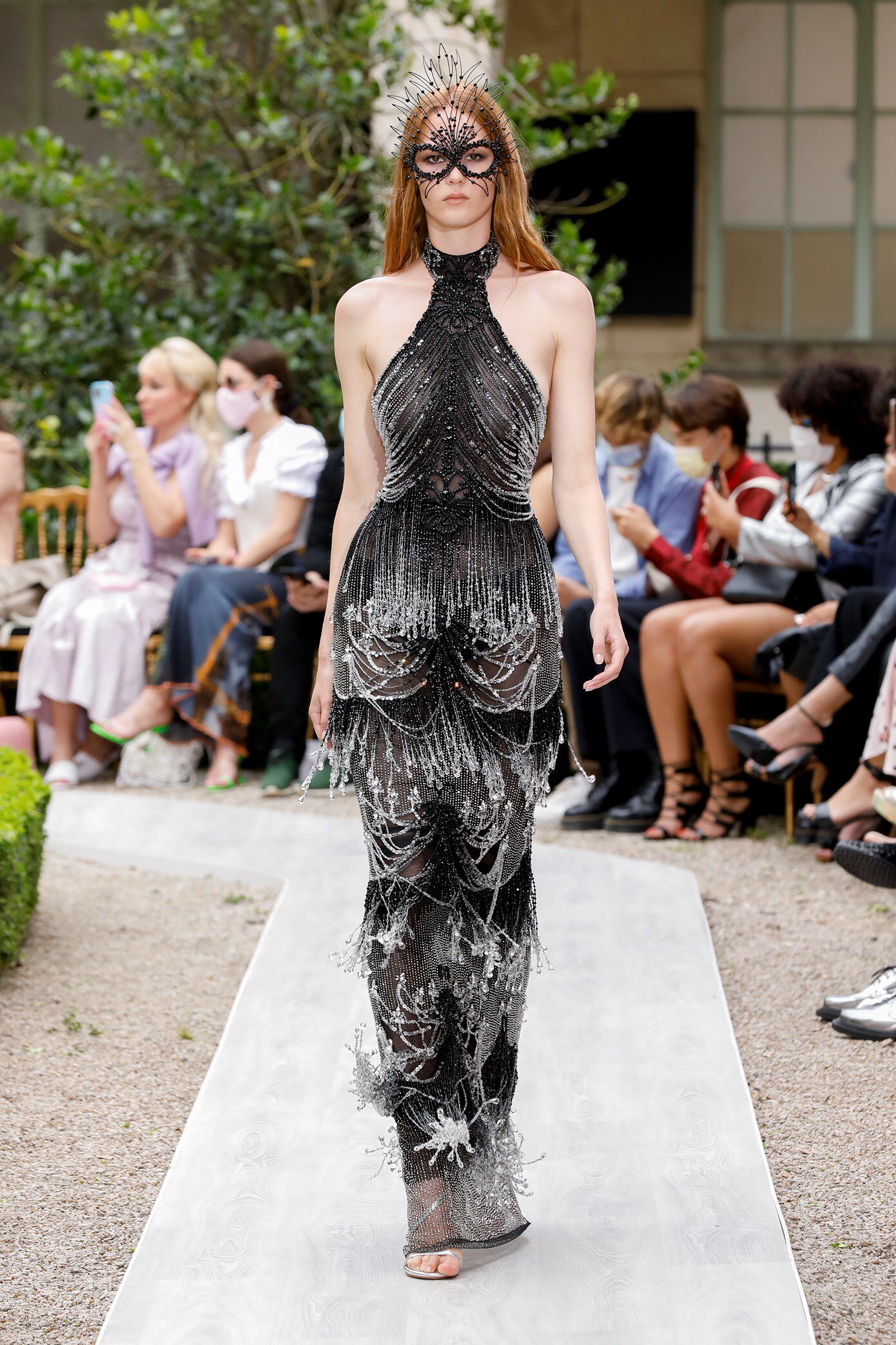 Zuhair Murad 黑色渐变钉珠挂脖修身显瘦年会宴会聚会红毯晚礼服