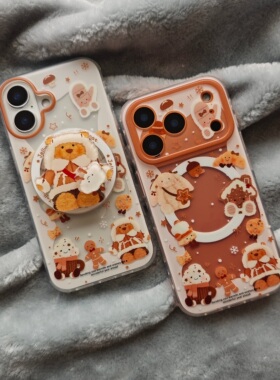 IMD磁吸卡通可爱冬日围边姜饼人jellycat手机壳适用iPhone17promax个性防摔苹果16磨砂15趣味创意14支架13新