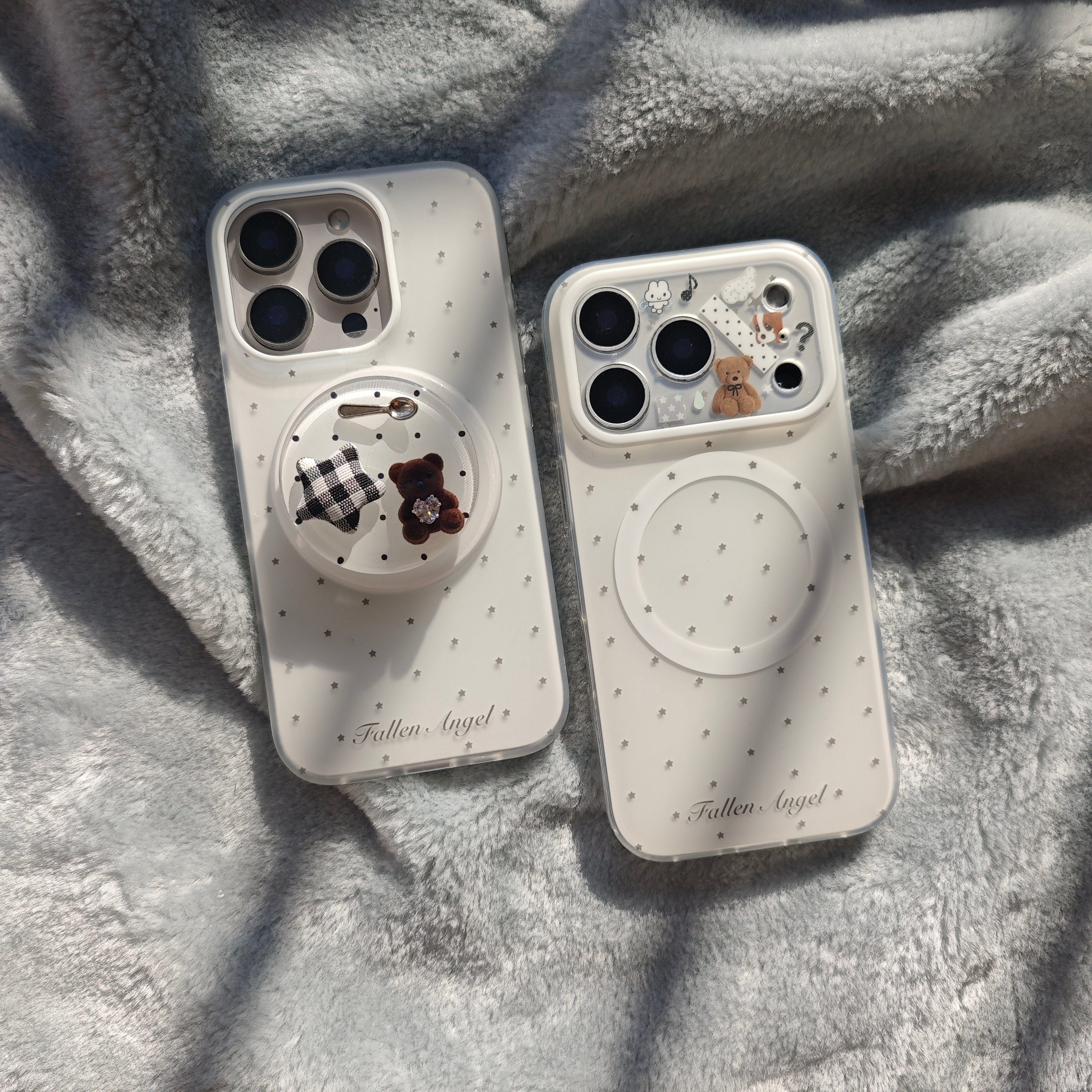 IMD磁吸时尚可爱白色五角星立体小熊手机壳适用iphone17promax个性防摔苹果16磨砂15趣味创意14支架13女简约