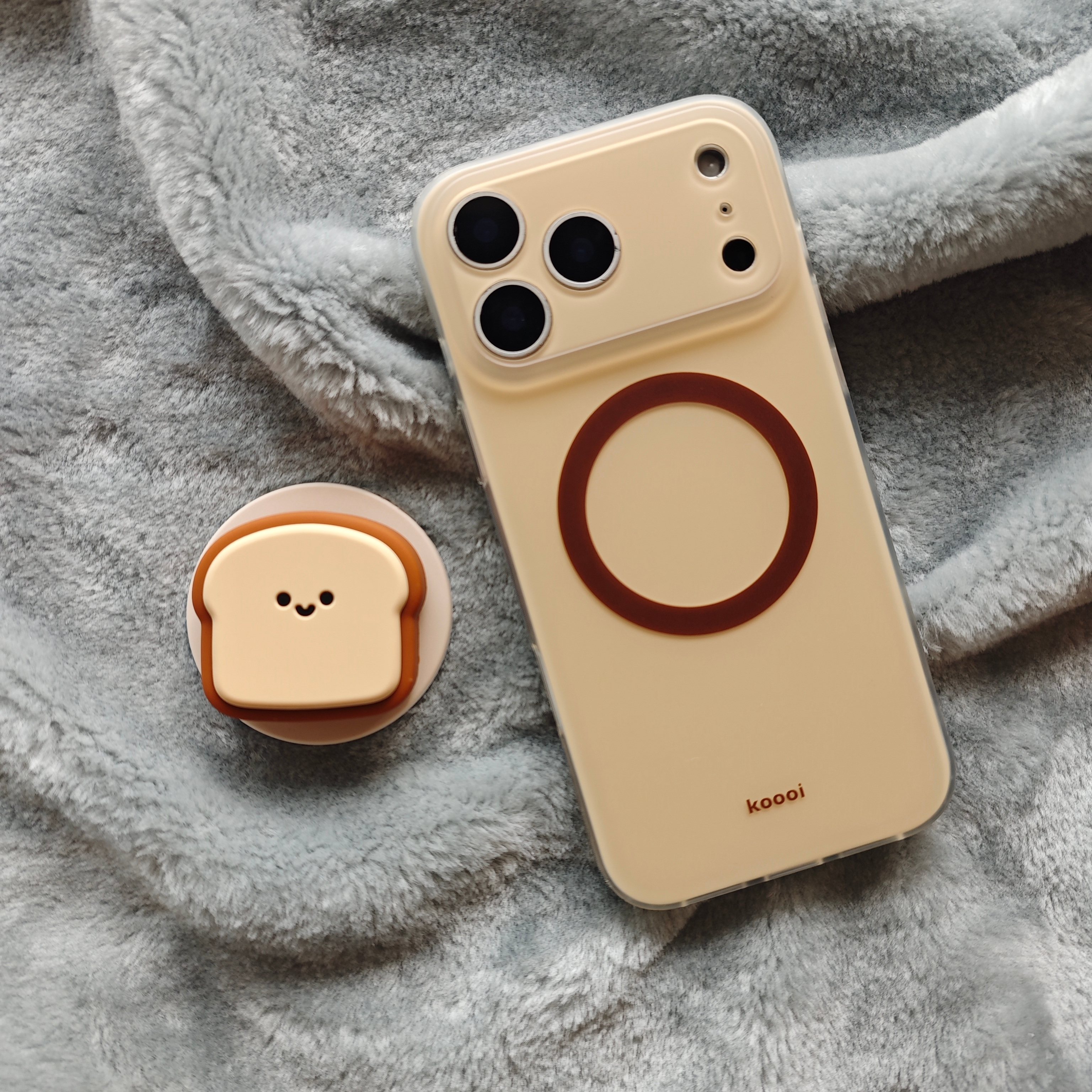 IMD磁吸简约可爱米黄棕圈手机壳适用iPhone17promax个性防摔苹果16磨砂15趣味创意14吐司立体支架13清新文艺