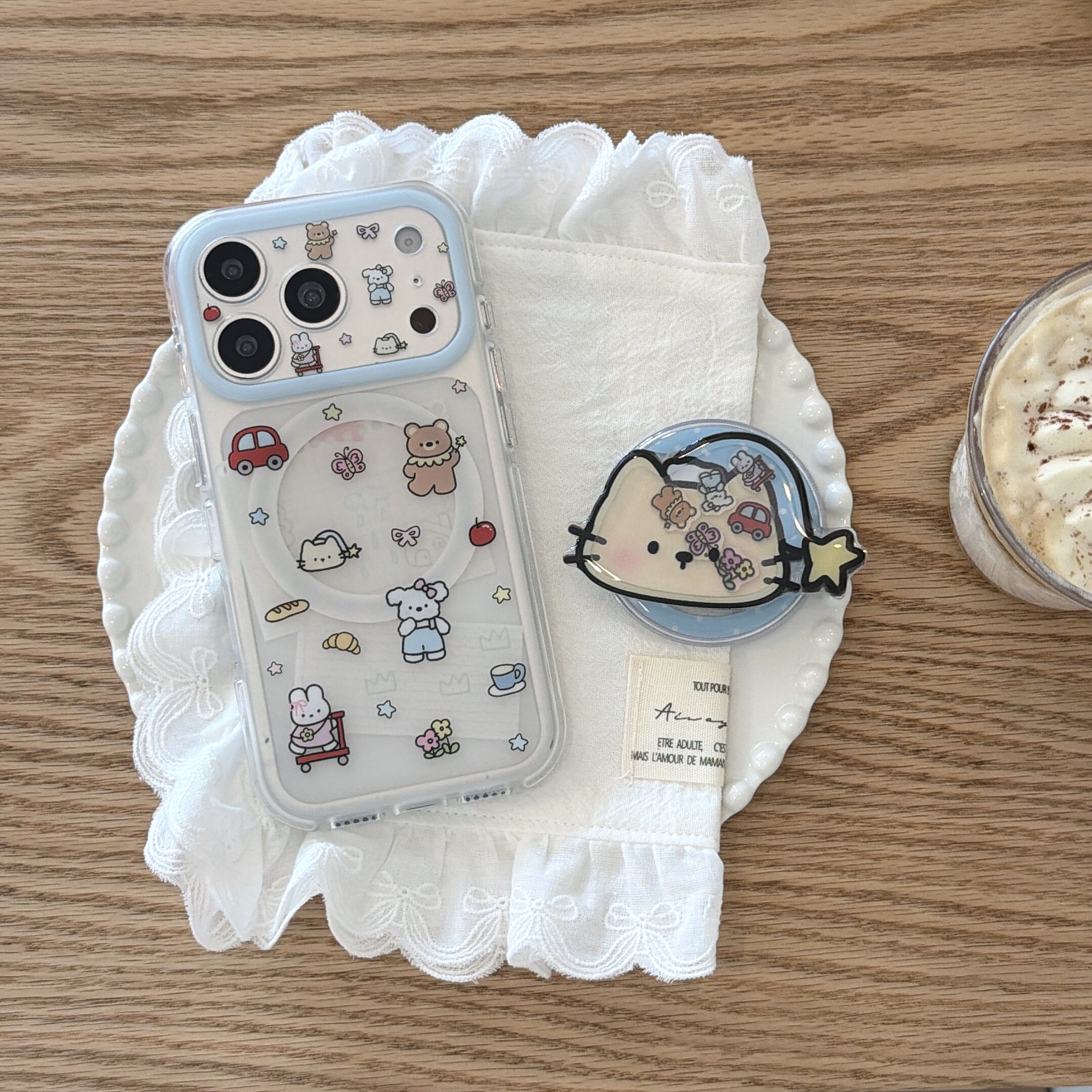 圆弧气囊IMD磁吸卡通可爱汽车小动物星星手机壳适用iphone17promax全包防摔苹果16磨砂15趣味创意摇摇乐支架