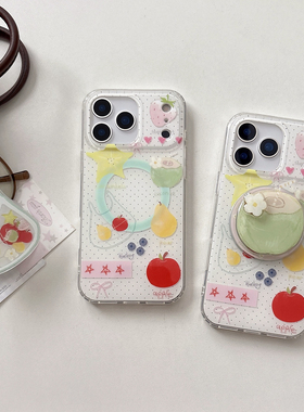 IMD磁吸时尚简约可爱波点水果椰子手机壳适用iPhone17promax大孔防摔苹果16亮面15趣味创意14带支架13ins风新