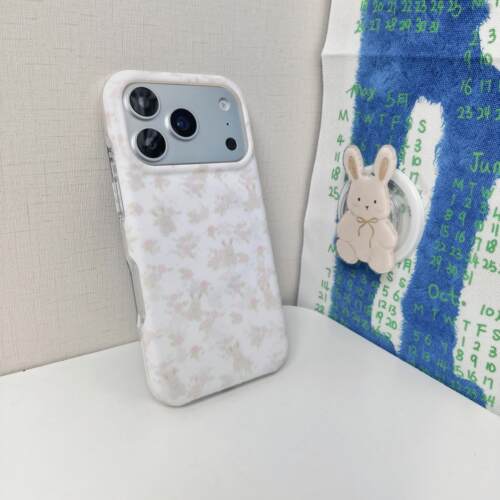 可爱粉色碎花蝴蝶结兔子手机壳