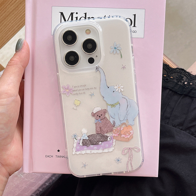 苹果野餐小象狗狗手机壳