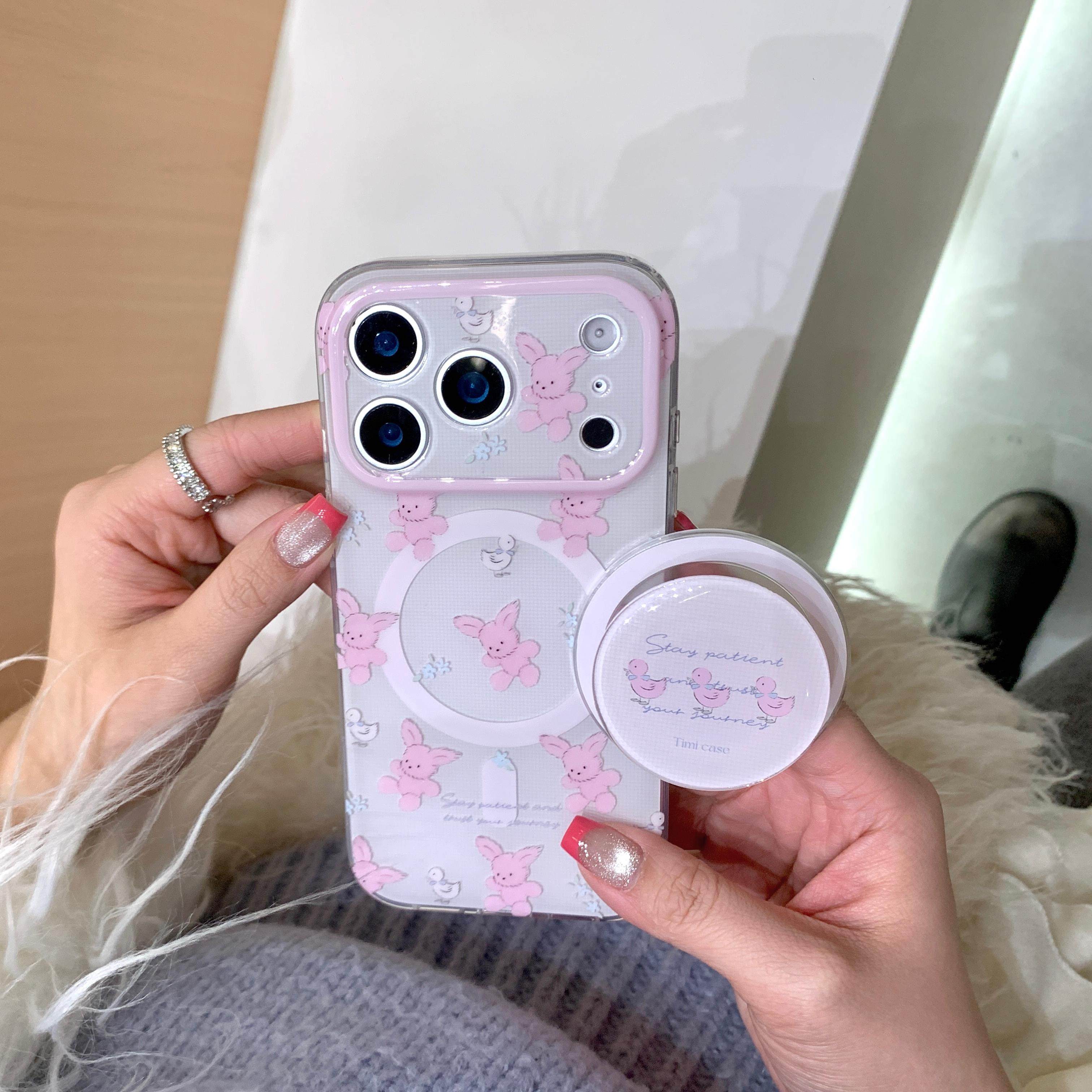 IMD磁吸卡通可爱春日碎花粉兔熊鸭子手机壳适用iPhone17promax个性防摔苹果16亮面15趣味创意14支架13少女心,3C数码配件,手机保护套/壳,淘宝优惠券,粉丝福利购,淘宝优惠卷