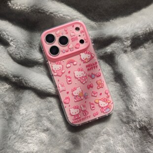 圆弧气囊IMD卡通可爱粉色爱心天使购物kitty猫手机壳适用iPhone17promax全包防摔苹果16亮面15趣味创意少女心