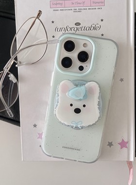 双层印花imd磁吸蓝色泼墨西高地支架简约个性手机壳适用iphone16promax大孔防摔苹果15可爱14磨砂13网红12硬