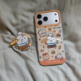IMD磁吸可爱卡通波点吐司自嘲熊手机壳适用iPhone17promax苹果16大孔防摔15亮面14带支架趣味创意橙色13女生