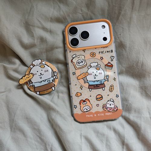 可爱卡通韩波点吐司自嘲熊手机壳