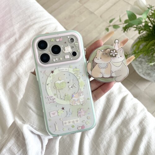 二合一蝴蝶结青苹果小猫手机壳