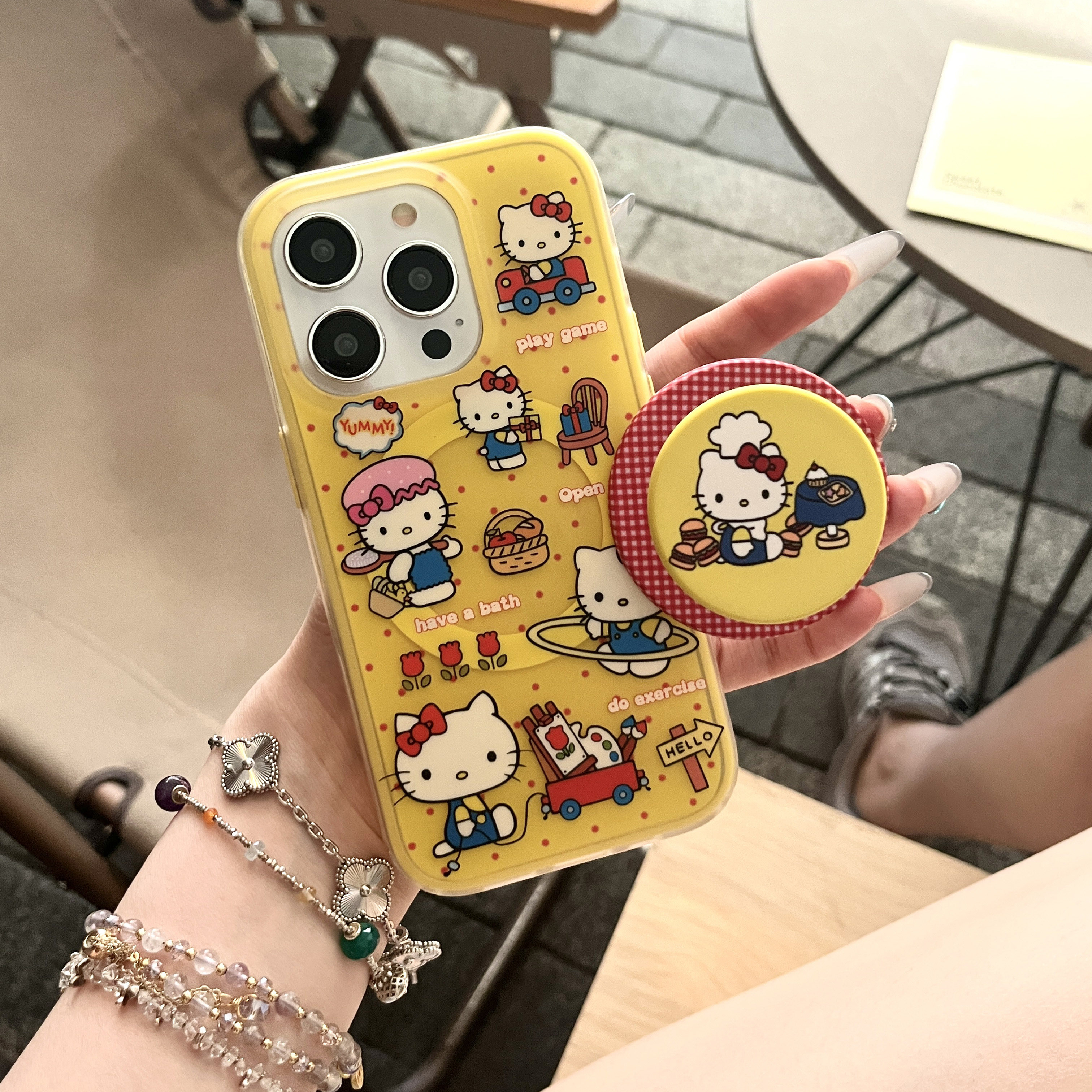 二合一黄边IMD卡通可爱黄色波点厨师猫咪手机壳适用iphone16promax大孔防摔苹果15趣味14磨砂13支架女生硬