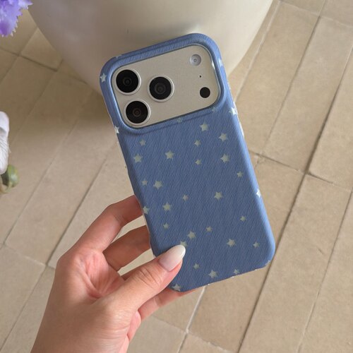 清新简约牛仔纹满屏星星手机壳
