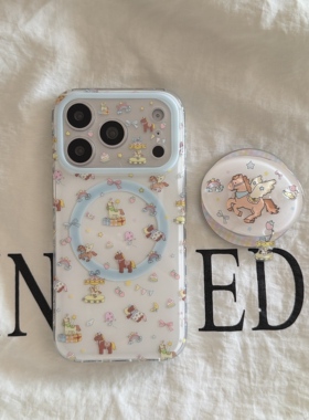 IMD磁吸卡通可爱2026马年童趣天使小飞马手机壳适用iPhone17promax个性防摔苹果16亮面15趣味创意14支架13新