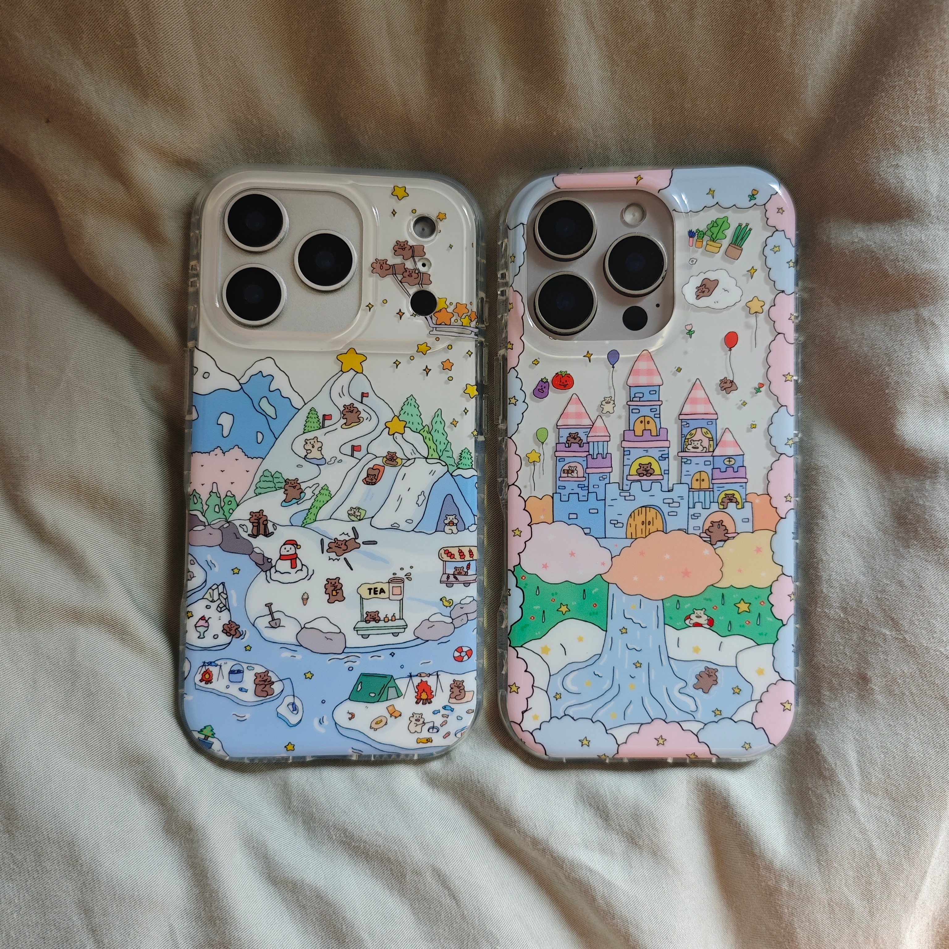 卡通可爱小熊滑雪城堡气囊手机壳