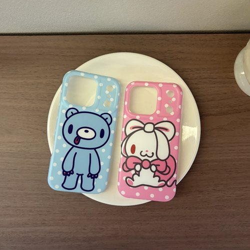 蝴蝶结波点兔子小熊情侣手机壳
