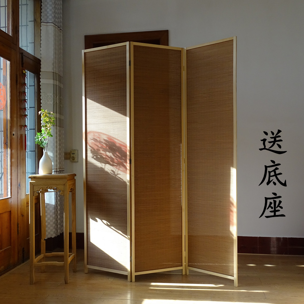 屏风隔断折屏中式简约现代实木竹子隔断茶室客厅书房间隔日式屏风