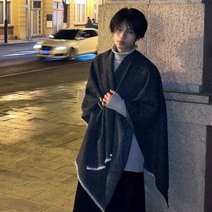 龙年 shawl warm cloak cape百搭仿羊绒披肩保暖加大斗蓬外套男女