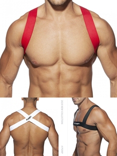 男士锦纶氨纶弹力纯色交叉胸带 肌肉男派对狂欢装饰 运动背带