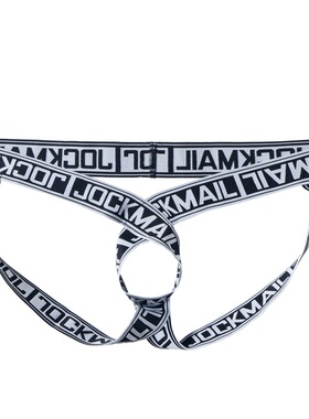 JOCKMAIL男士锦纶缕空吊环提臀双丁裤字母潮男低腰时尚弹力丁字裤