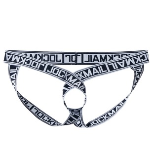 弹力丁字裤 字母潮男低腰时尚 锦纶缕空吊环提臀双丁裤 JOCKMAIL男士