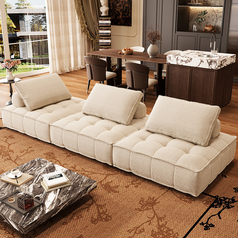 皮埃蒙特模块雪尼尔布艺沙发客厅轻奢高级感直排棉麻沙发自由组合