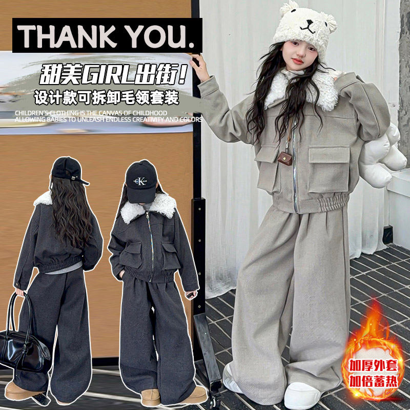 女童韩版夹棉加厚冬季套装宽松