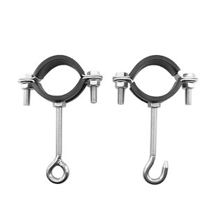 304不锈钢圆管挂钩包胶管道吊钩防风螺丝固定晾衣杆衣帽钩u型挂扣