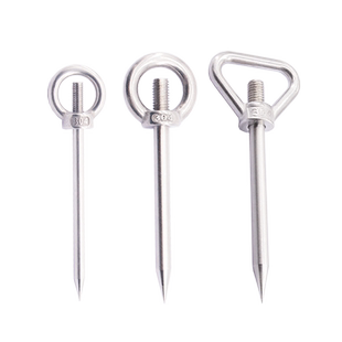 304不锈钢地钉实心三角吊环防风地插帐篷插地钉子地丁锚钉带环M8