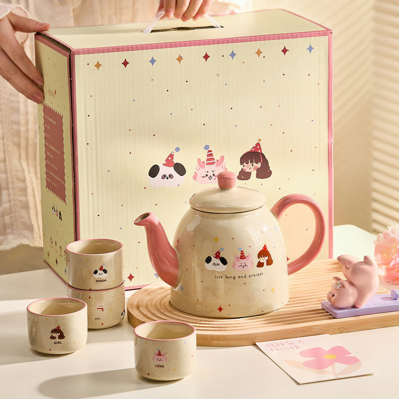 可爱陶瓷茶壶泡茶家用茶杯子订婚结婚礼物女生高颜值茶具套装礼盒,餐饮具,茶壶,淘宝优惠券,粉丝福利购,淘宝优惠卷