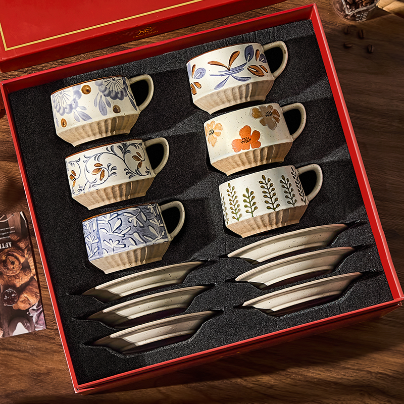 墨色咖啡杯碟礼盒装新婚搬家礼物