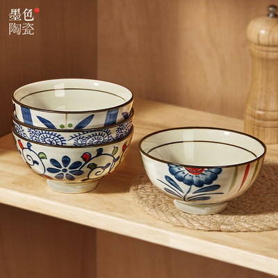 墨色日式陶瓷米饭碗家用