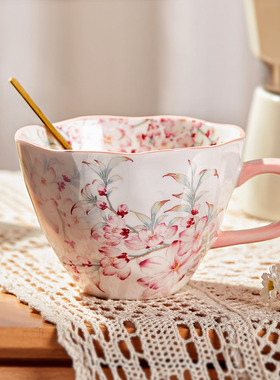 墨色陶瓷马克杯女生喝水杯子家用高颜值早餐杯女士专用茶杯咖啡杯