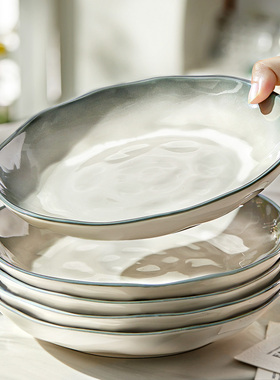 釉下彩陶瓷盘子菜盘家用2025新款碗碟餐具高级感轻奢碟子餐盘深盘