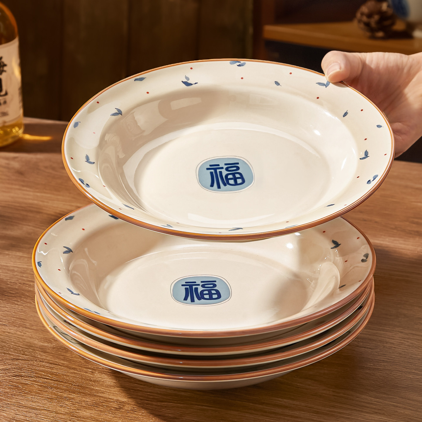 中式新年陶瓷盘子菜盘家用2026新款碗碟过年餐具高级感菜碟子餐盘,餐饮具,盘,淘宝优惠券,粉丝福利购,淘宝优惠卷