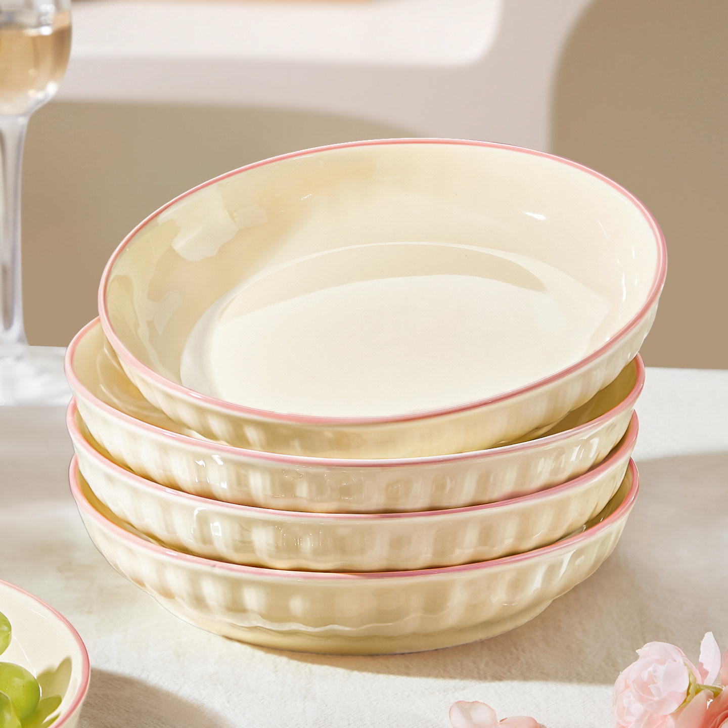 好看的陶瓷盘子家用菜盘2025新款碗碟餐具高级感炒菜碟子深盘餐盘,餐饮具,盘,淘宝优惠券,粉丝福利购,淘宝优惠卷