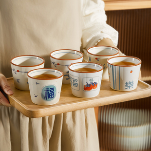 陶瓷小茶杯主人杯喝茶杯子6只喝水杯茶碗品茗杯茶壶功夫茶具套装