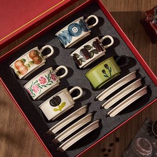 墨色咖啡杯碟套装高档精致礼盒乔迁新居搬家新婚结婚礼物实用杯子